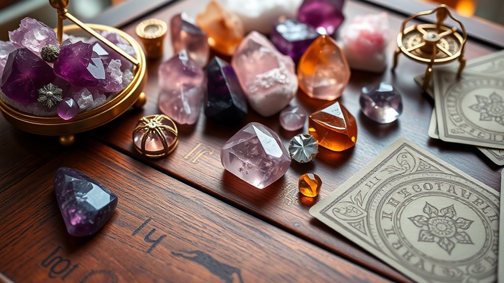 crystals aligned with zodiac